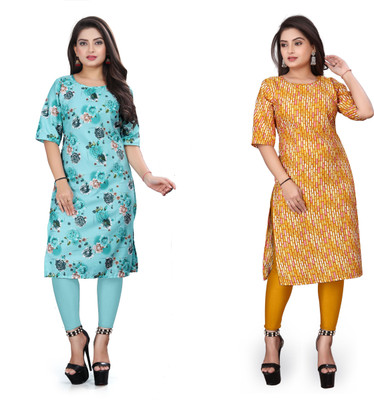 SANJUGARMENT Women Printed Straight Kurta(Multicolor)