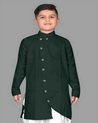 OMKAR EN TRENDS Boys Printed Straight Kurta(Green)