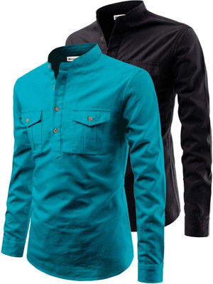 RAREMARK Men Solid Straight Kurta(Dark Green)
