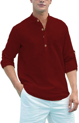 Navkanj Men Solid A-line Kurta(Maroon)