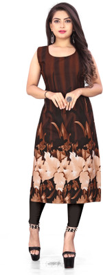 tanvi creation Women Printed Straight Kurta(Brown)