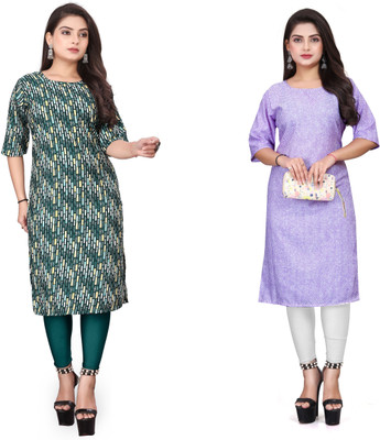 WOMENSILKFABRIC Women Printed A-line Kurta(Multicolor)