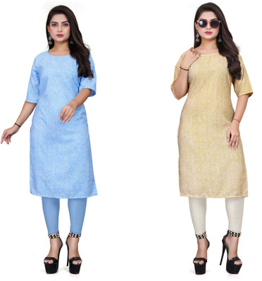 deshmi fashion Women Printed Straight Kurta(Multicolor)