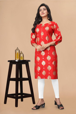 SUIT ICON Women Printed A-line Kurta(Red)