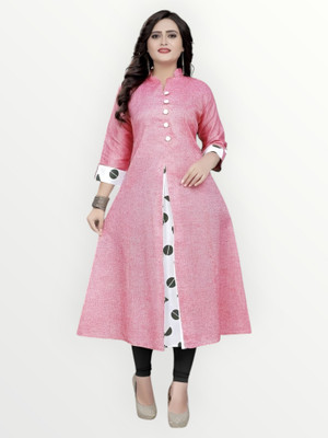 Texpa Creation Women Printed A-line Kurta(Pink)