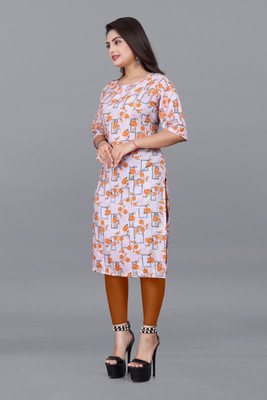 Alpha Fashion Women Printed A-line Kurta(Pink)