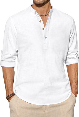 CROWNTAIL Men Solid Straight Kurta(White)