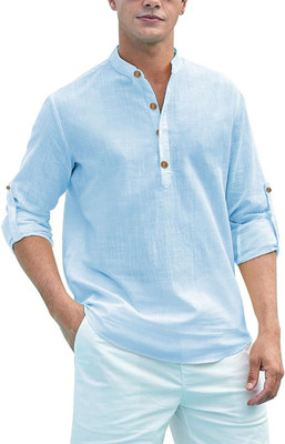 Navkanj Men Solid A-line Kurta(Light Blue)