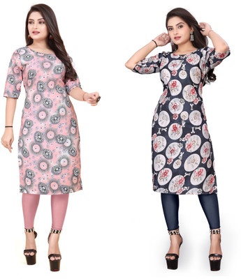 HARISH TEXTILE Women Printed Straight Kurta(Multicolor)