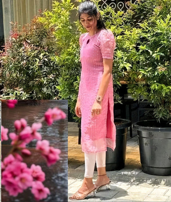 KKR CREATION Women Embroidered Straight Kurta(Pink)