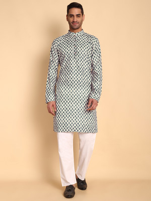 Vardha Men Polka Print Trail Cut Kurta(Multicolor)