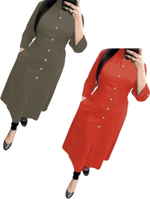 Maaa Meladi CreationS Women Solid A-line Kurta(Multicolor)