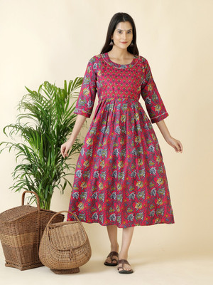 MayshaCreations Women Printed Anarkali Kurta(Multicolor)