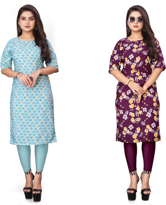 HARISH TEXTILE Women Printed Straight Kurta(Multicolor)