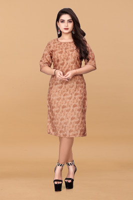 HARISH TEXTILE Women Printed A-line Kurta(Brown)