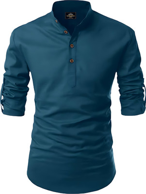 Kavyangle Creation Men Solid Straight Kurta(Dark Blue)