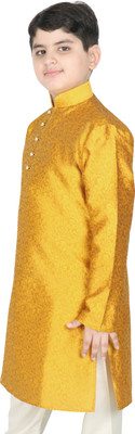 SG YUVRAJ Boys Self Design A-line Kurta(Yellow)