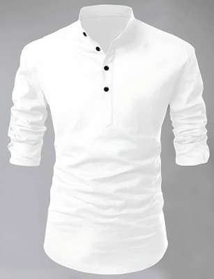 KRISHASALES Men Solid Straight Kurta(White)