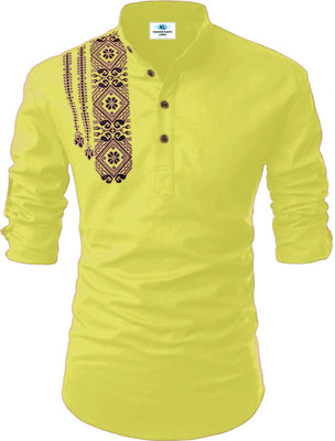 Kavyangle Creation Men Printed Straight Kurta(Light Green)