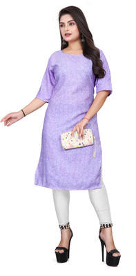 Vishwa Collection Mall Women Printed A-line Kurta(Purple)