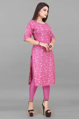 Rd fashion Women Printed Straight Kurta(Pink)