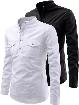 RAREMARK Men Solid Straight Kurta(Black)