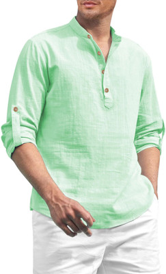 Navkanj Men Solid A-line Kurta(Silver)