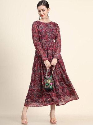 RH CREATION Women Geometric Print Anarkali Kurta(Multicolor)