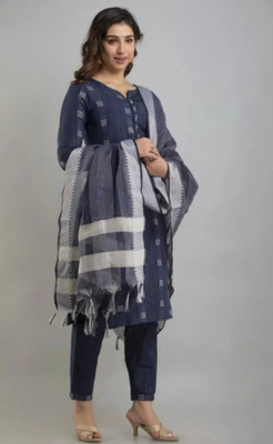 Il filo Women Printed A-line Kurta(Dark Blue)