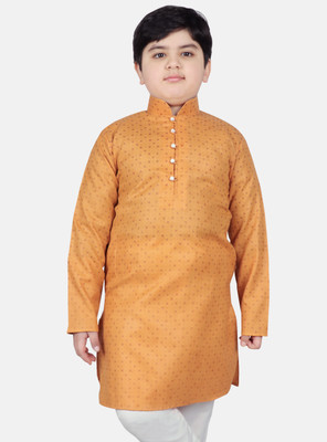 SG YUVRAJ Boys Printed Straight Kurta(Yellow)