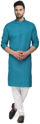 Vibhuti Men Solid Straight Kurta(Light Blue)