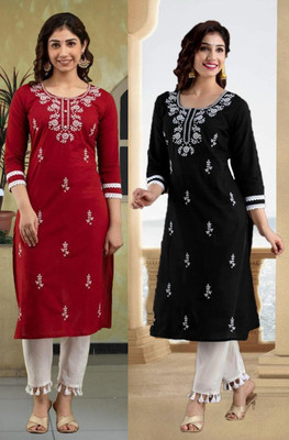 Women Embroidered Kurta(Multicolor)