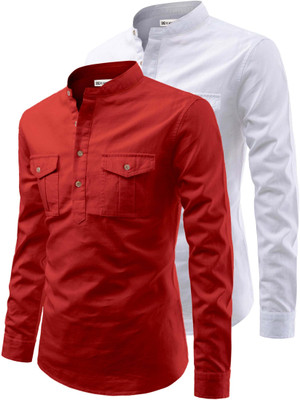 RAREMARK Men Solid Straight Kurta(Red)