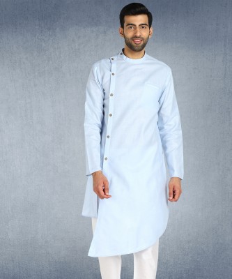 Hangup Plus Men Solid A-line Kurta(Blue)