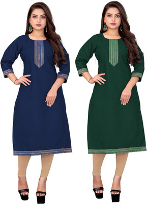 AAI MOGAL Women Self Design Straight Kurta(Multicolor)