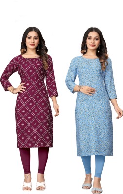 Sisa Enterprise Women Printed Anarkali Kurta(Maroon, Blue)