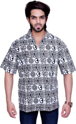 RKC Men Printed Straight Kurta(White, Black)