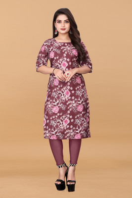 KNG TEXTILE Women Printed A-line Kurta(Purple)