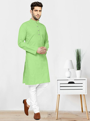 ANREX Men Solid Straight Kurta(Green)