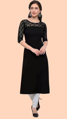 HEMANG FASHION Women Solid A-line Kurta(Black)