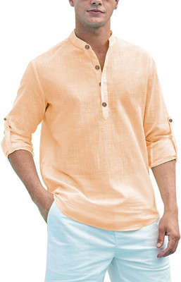 Navkanj Men Solid Straight Kurta(Orange)