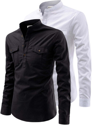 RAREMARK Men Solid Straight Kurta(Black)