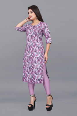 Alpha Fashion Women Printed A-line Kurta(Purple)