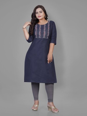 Hetsa Women Embroidered A-line Kurta(Blue)