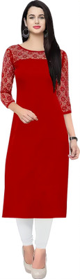 HEMANG FASHION Women Solid Straight Kurta(Red)