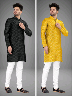 TRUST OUS Men Self Design Straight Kurta(Multicolor)