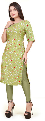 JAYA DESIGNER Women Printed A-line Kurta(Green)
