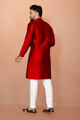 Krudha Fashion Men Printed Straight Kurta(Red)