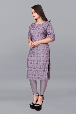 WOMENSILKFABRIC Women Printed A-line Kurta(Purple)