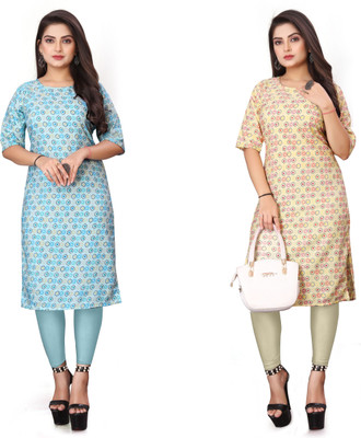deshmi fashion Women Printed Straight Kurta(Multicolor)